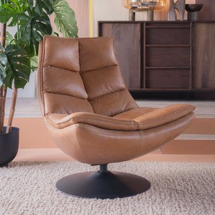 Eleonora Draaifauteuil 'Sven' Leder, kleur Cognac