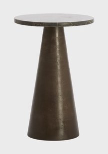 Light & Living Ronde Bijzettafel 'Ynez' Marmer, 36cm, kleur Donkerbruin