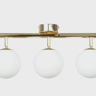 Domiluce Plafondlamp Drum, goudkleurig, glas, lengte 80 cm, 5-lamps