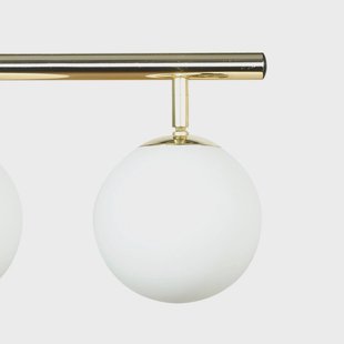 Domiluce Plafondlamp Drum, goudkleurig, 3-lamps, glas, lengte 46 cm