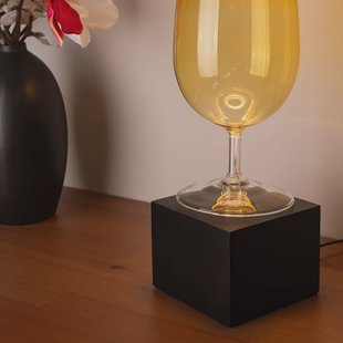 Segula tafellamp Cozy, zwart beukenhout, kubusvorm, E27