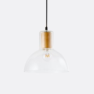 Hanglamp in glas en houtØ24,5 cm, Lizia