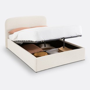 Kofferbed bouclette met ophefbare lattenbodem, Conto