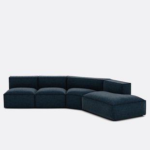 4-delige rechte fluwelen bank Seven