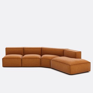 4-delige rechte fluwelen bank Seven