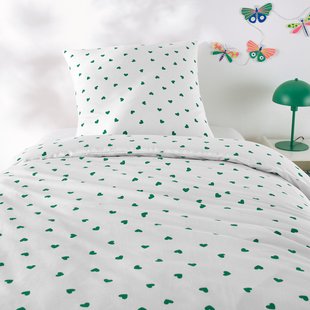 Bedset 50% gerecycled katoen, vierkant kussensloop Scacco groen