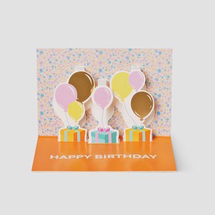 Verjaardagskaart met pop-up ballonnen