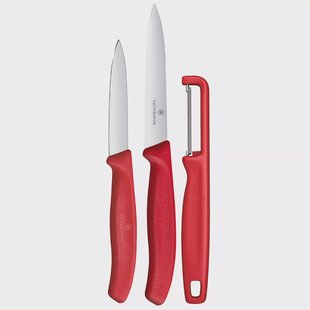 Victorinox SwissClassic groentemesjes en dunschiller Chili Red, set van 3, 6.7111.33C1