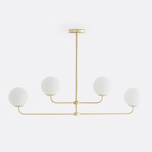 Hanglamp in messing en opaline glas, Moricio