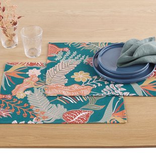 Set van 2 placemats met vlekbestendige opdruk Tropic