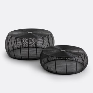 Set van 2 ronde salontafels in staaldraad Bangor