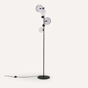 Staande lamp in gerookt glas en metaal, Bullesco