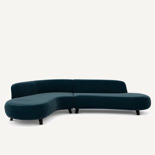 Hoekbank fluweel, Rosebury design E.Gallina