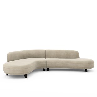 Hoekbank van linnen fluweel, Rosebury, ontwerp door Emmanuel Gallina