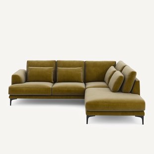 Rechtse hoekbank met leuning in fluweel, Marsile