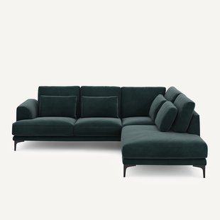 Rechtse hoekbank met leuning in fluweel, Marsile