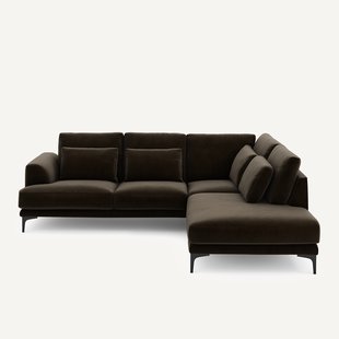 Rechtse hoekbank met leuning in fluweel, Marsile