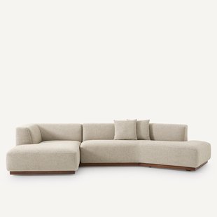 Linkse open hoekbank van getextureerd viscose linnen, Jacopo