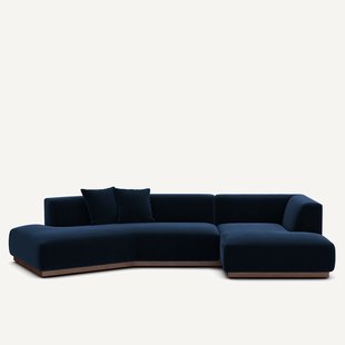 Rechter open hoekbank in fluweel, Jacopo