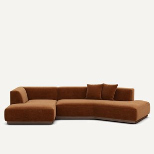 Open hoekbank in chenille fluweel, Jacopo