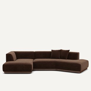 Open hoekbank in chenille fluweel, Jacopo