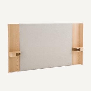 Eiken gefineerd hoofdbord met geïntegreerde nachtkastjes Abbas