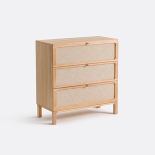 Ladekast met 3 laden, essenhout, fineer en linnen, Esmara