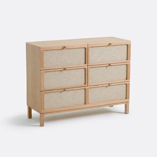 Ladekast met 5 lades, essenhout, fineer en linnen, Esmara