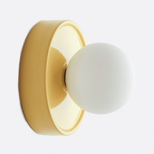 Ronde wandlamp van keramiek en opaline glas, Holi