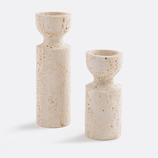 Set van 2 kandelaars in travertin, Rumia