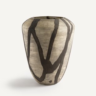 Beschilderde glazen vaas met matte strepen, H35,5 cm, Hedi