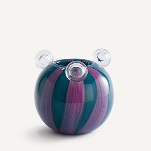 Vaas in handgeblazen glas met 3 bellen, H18 cm, Celis