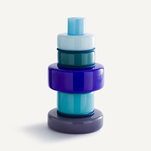 Vaas met 5 ringen van geblazen glas, H32 cm, Maveo