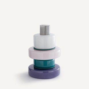 Vaas met 4 ringen van geblazen glas, H25 cm, Maveo