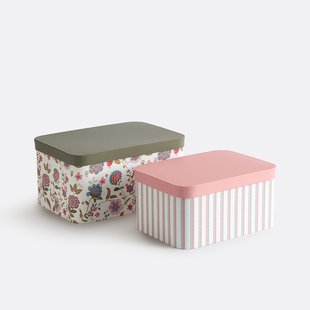 Set van 2 stapelbare dozen met deksels, Shirley