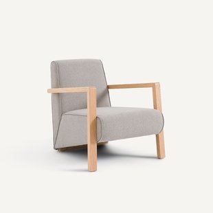 Fauteuil met 42% wollen stof en eiken Sanami poten
