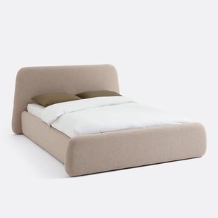 Bed met boxspring, structuurstof, STEEN