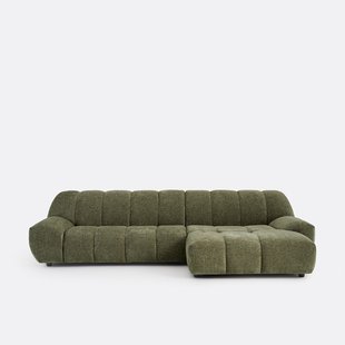 Rechte hoekbank, dik fluweel, Nuria