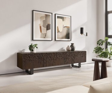 DELIFE TV-meubel Follia 200 cm mango bruin 4 deuren metalen sledepoten zwart