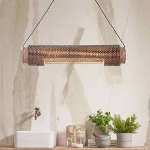 GOOD&MOJO Hanglamp 'Bhutan' Bamboe, 85cm, kleur Zwart/Naturel