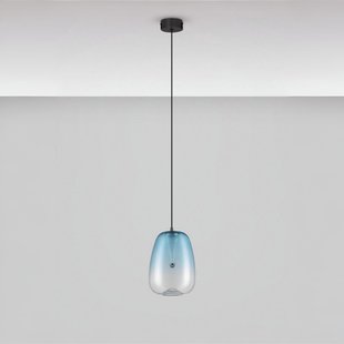 Nova Luce Oblo - hanglamp - Ø 16 x 227 cm - 3W LED incl. - blauw en mat zwart