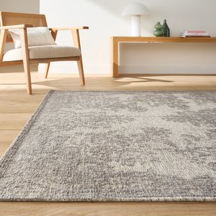 Vintage plat geweven vloerkleed met gebruikt effect, Osca