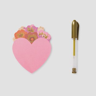 Hart plakbriefjes met gouden gelpen