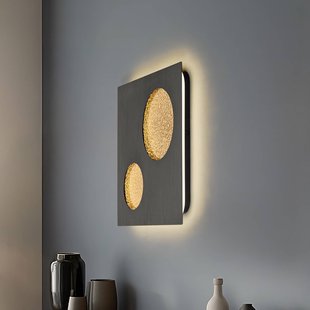 Lucande LED wandlamp Delin, grijs/goud, 55 x 55 cm, step-dimbaar