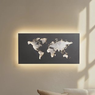 Lucande LED wandlamp World, antraciet/zilver, 60 cm x 30 cm