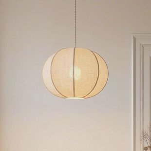 Lindby hanglamp Elfie, Ø 47 cm, beige, linnen, E27