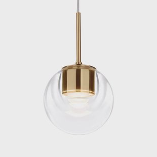 kdln LED hanglamp Dew, messingkleurig, 1-lamp, Ø 11 cm