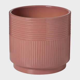 Bloempot lijnen - roze - ø19x17 cm