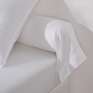 Effen bolstersloop in katoensatijn, Opale