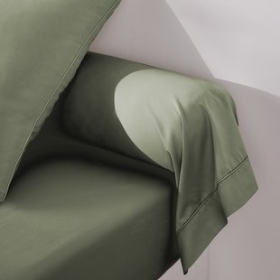 Effen bolstersloop in katoensatijn, Opale